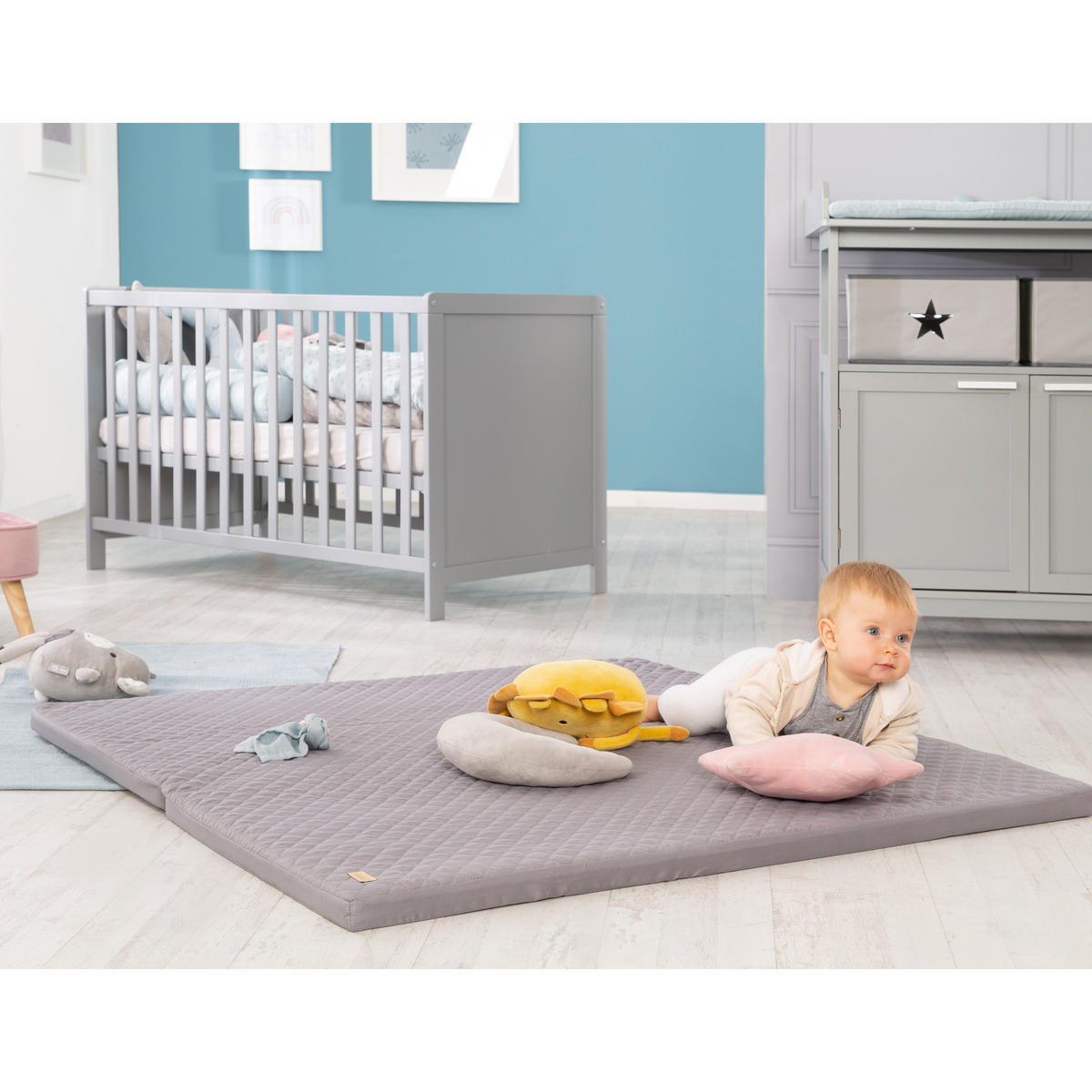 KRABBELMATRATZE Air Balance EASY 60 x 120 cm - Anthrazit, Textil (120/120cm) - Roba