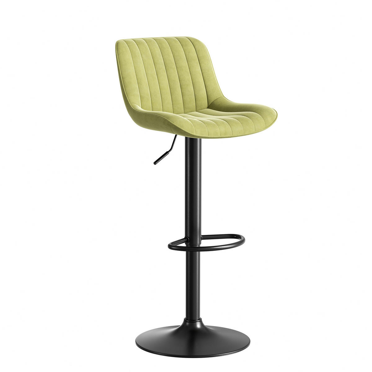 BARHOCKER 2er-Set Grün mit Samtbezug, höhenverstellbar und 360° drehbar - Grün, Metall (47/87/46cm) - PANGIVO