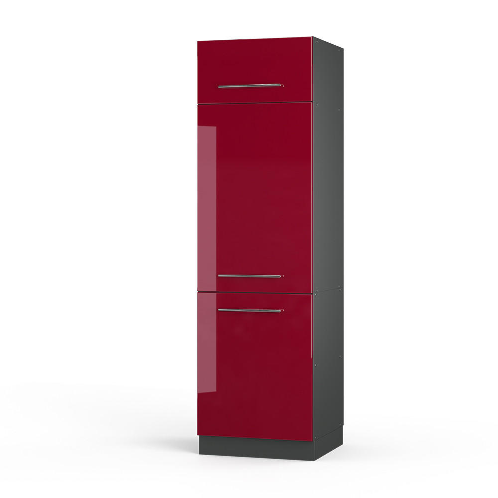 KÜCHENSCHRANK Fame-Line Bordeaux Hochglanz 60 cm - Bordeaux/Anthrazit, Holzwerkstoff (60/206.8/58.1cm) - Vicco