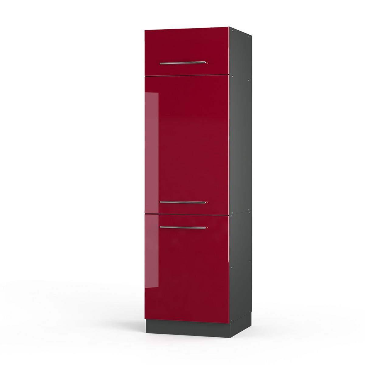 KÜCHENSCHRANK Fame-Line Bordeaux Hochglanz 60 cm - Bordeaux/Anthrazit, Holzwerkstoff (60/206.8/58.1cm) - Vicco