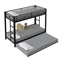 ETAGENBETT 90/200 cm in Schwarz aus Metall mit Ausziehbett und hohem Sicherheitsgeländer - Schwarz, Metall (90/200cm) - OKMYHOME