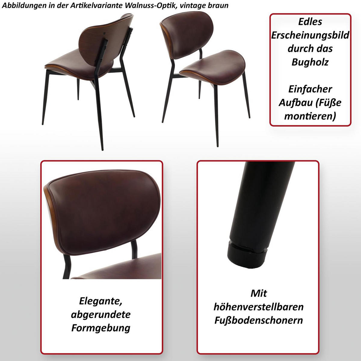 ESSZIMMERSTUHL Walnuss Dekor, Weiß - Walnussfarben/Weiß, Textil (50/80/51cm) - MCW