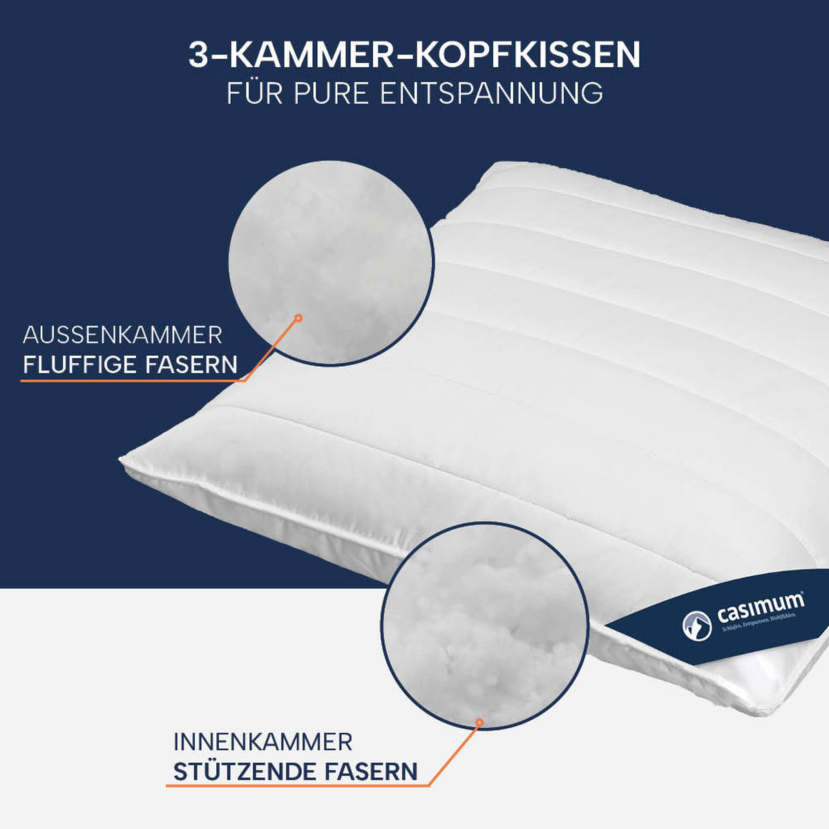 KOPFKISSEN 40x80 cm, waschbar, allergikerfreundlich - Weiß, Textil (40/80cm) - casimum