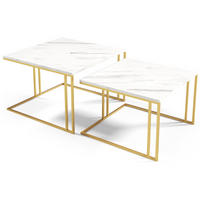 COUCHTISCHEN ASTER 2-tlg - Goldfarben/Weiß, Holzwerkstoff (76/76/50cm) - Meblini