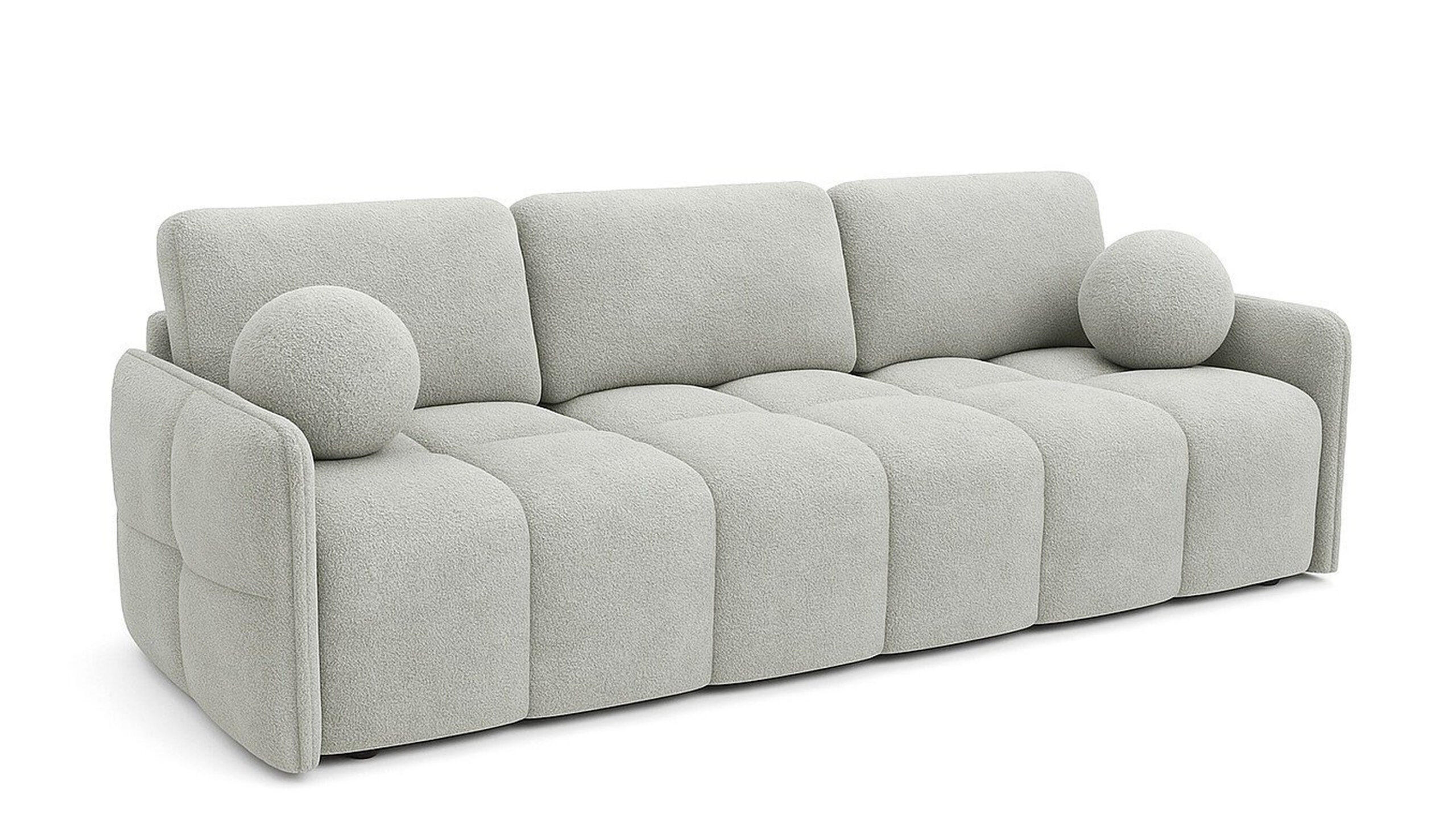 SCHLAFSOFA EMILI, Sofa mit Schlaffunktion und Bettkasten, Farbe: Hellgrau, Bouclé-Stoff - Hellgrau, Textil (212/95/90cm) - Sepro Meble
