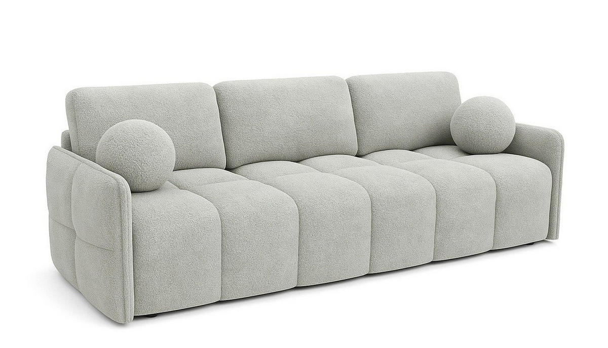 SCHLAFSOFA EMILI, Sofa mit Schlaffunktion und Bettkasten, Farbe: Hellgrau, Bouclé-Stoff - Hellgrau, Textil (212/95/90cm) - Sepro Meble