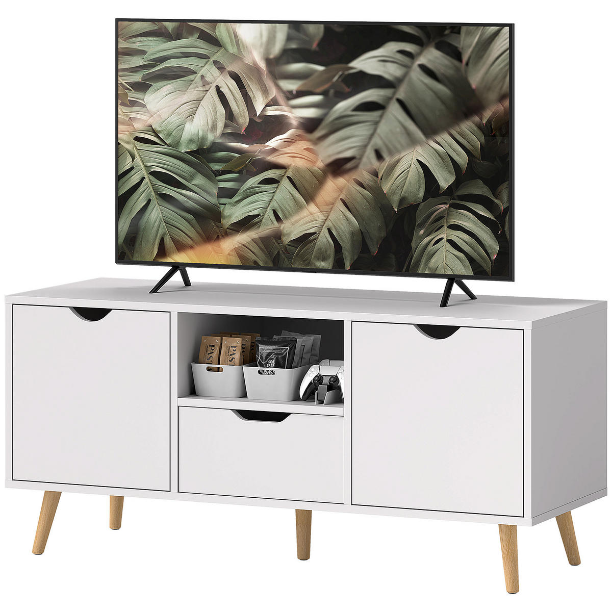 TV-MÖBEL Weiß 1 Stück - Weiß, Holzwerkstoff (110/50/40cm) - GiPP