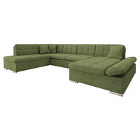 ECKSOFA Bergen Premium, Seite: Rechts - Silberfarben/Olivgrün, Holz/Textil (345/76/205cm) - MIRJAN24