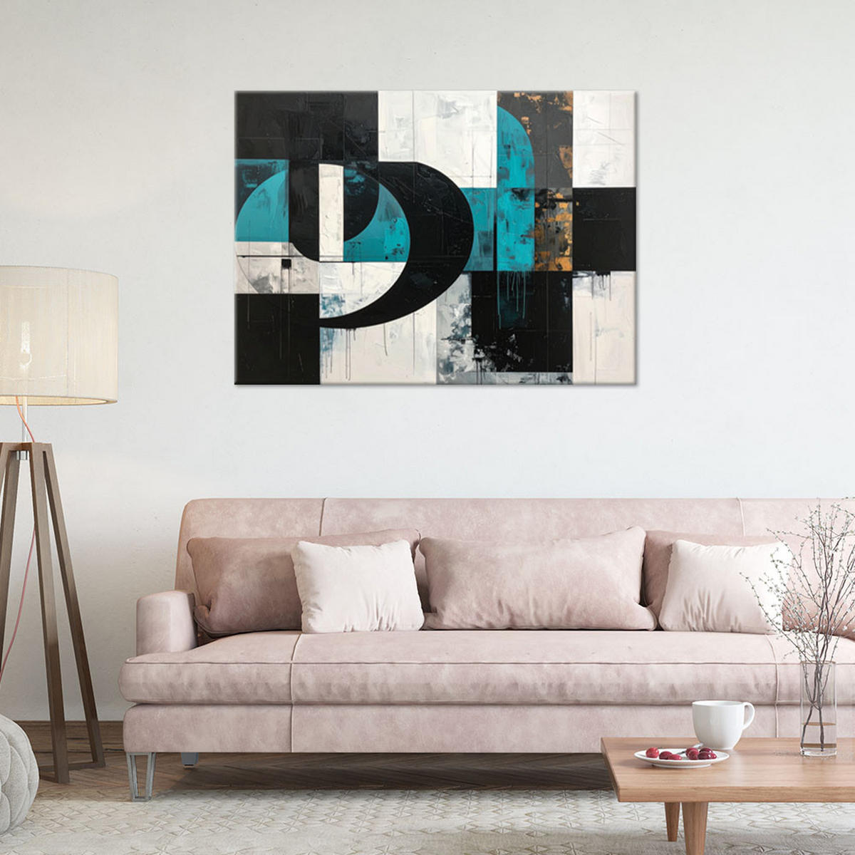 LEINWANDBILD 3D und geometrisch 60x40cm - Türkis, Textil (60/40cm) - Feeby