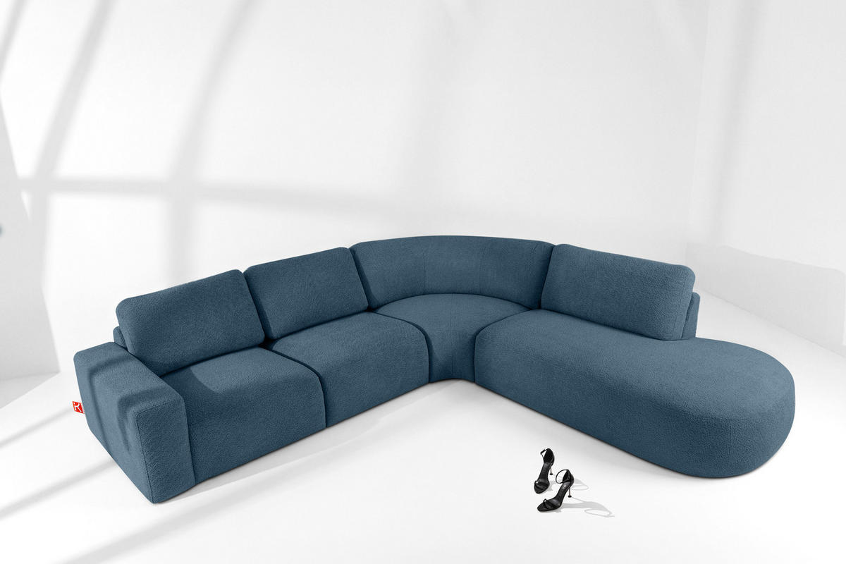 ECKSOFA RECHTS ZUCCO, Dunkelblau - Dunkelblau, Holz/Holzwerkstoff (304/293cm) - KONSIMO®