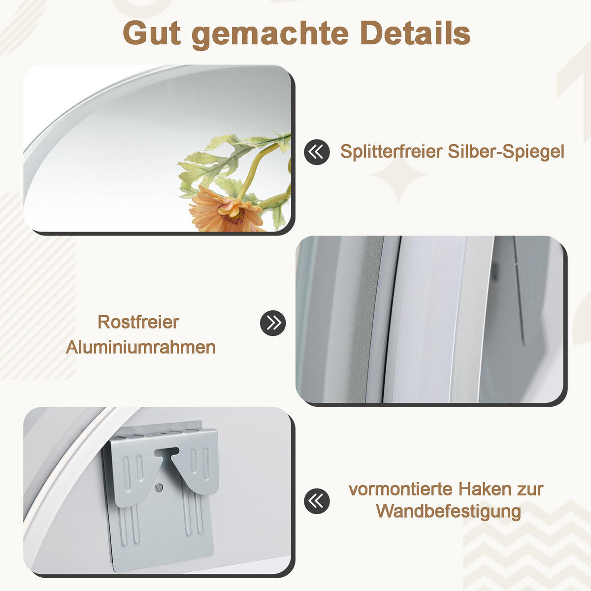 BADEZIMMERSPIEGEL Silber - Silberfarben, Glas (60/3/60cm) - COSTWAY