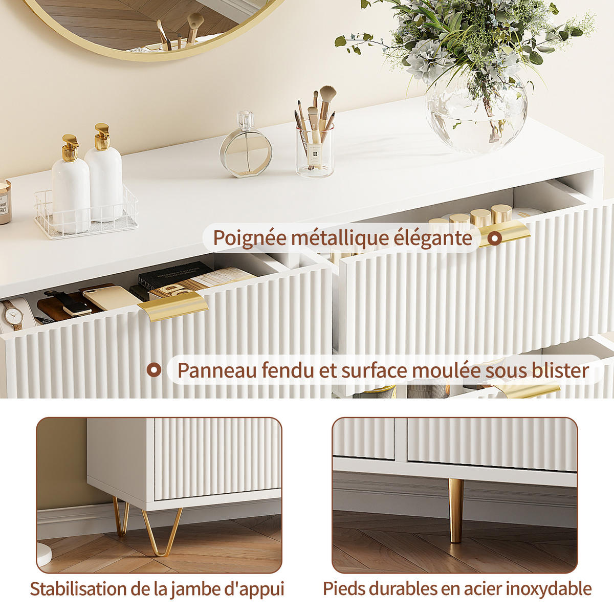 KOMMODE 100x34x73 cm 6 Schubladen weiß - Weiß, Holz (34/73/100cm) - Fortuna Lai