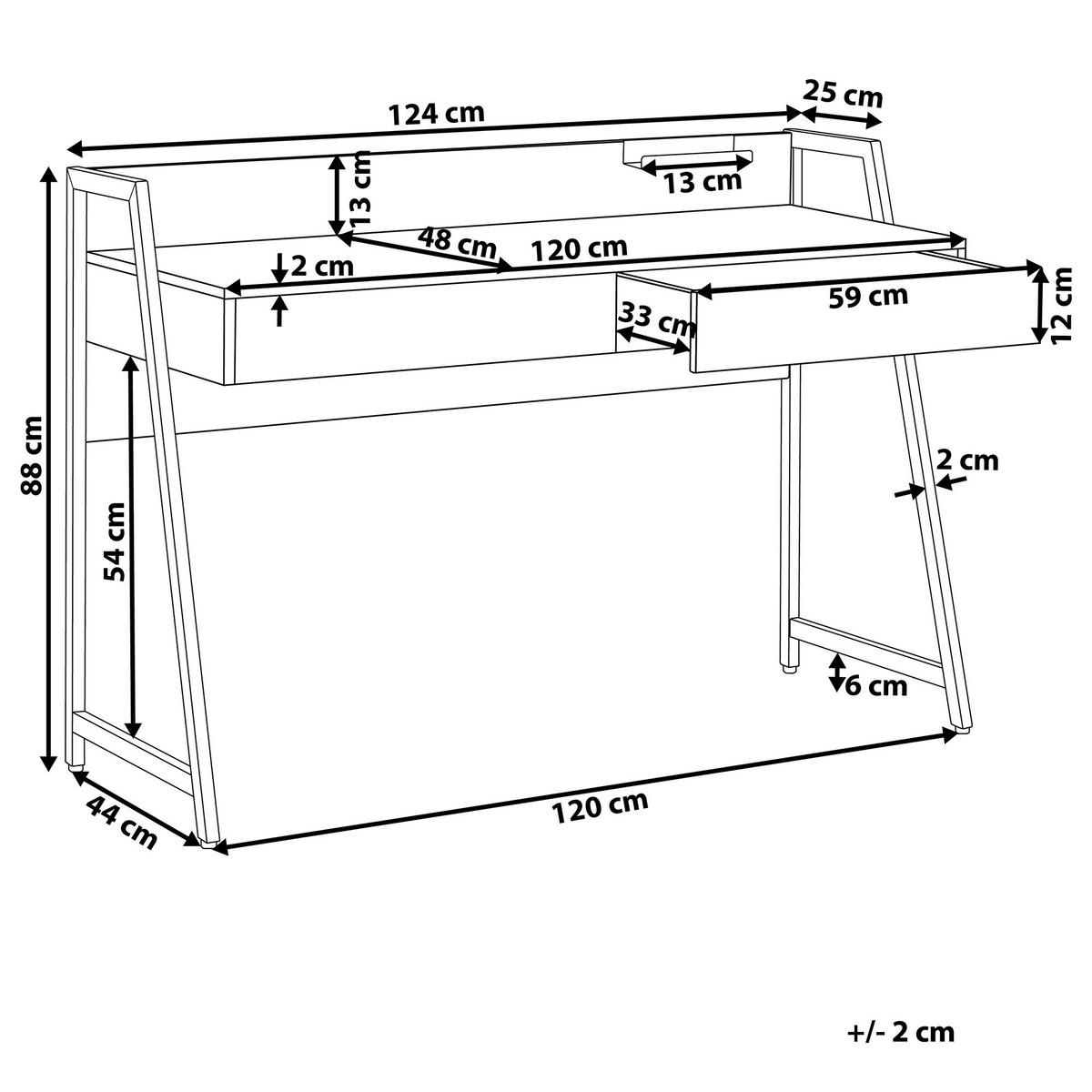 SCHREIBTISCH dunkler Holzfarbton 120/48/88 cm Harwich - Dunkelgrau, Holzwerkstoff (48/120/88cm) - Beliani