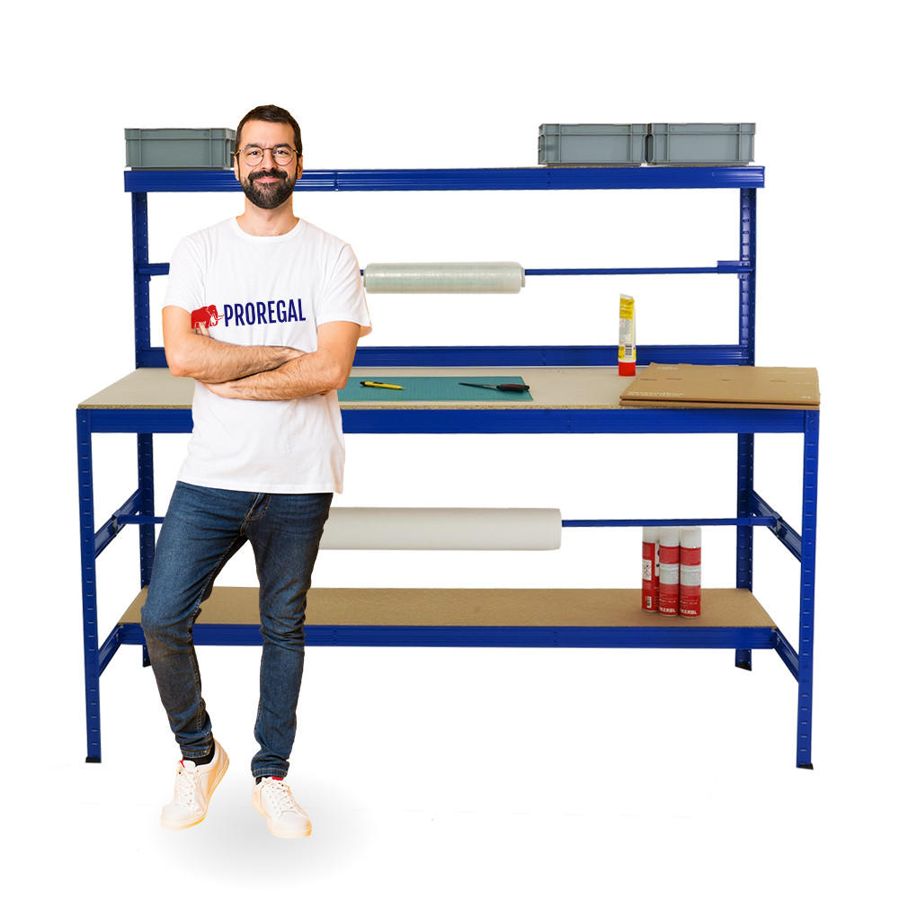 PACKTISCH Tiger Tragkraft 300 kg 150x180x75 cm Blau - Blau, Metall (180/150/75cm) - PROREGAL