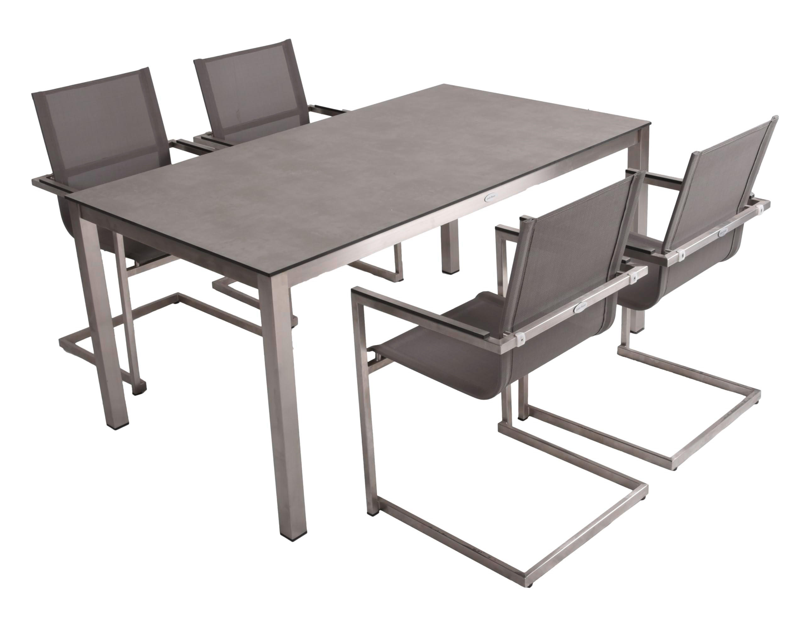 GARTEN-SITZGRUPPE Dieter 5-teilig Gartenmöbel-Set - Grau, Kunststoff - DELUKE