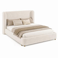 BETT mit Stauraum und Lattenrost Bouclé Beige - Beige, Metall (180/200cm) - Meubliv