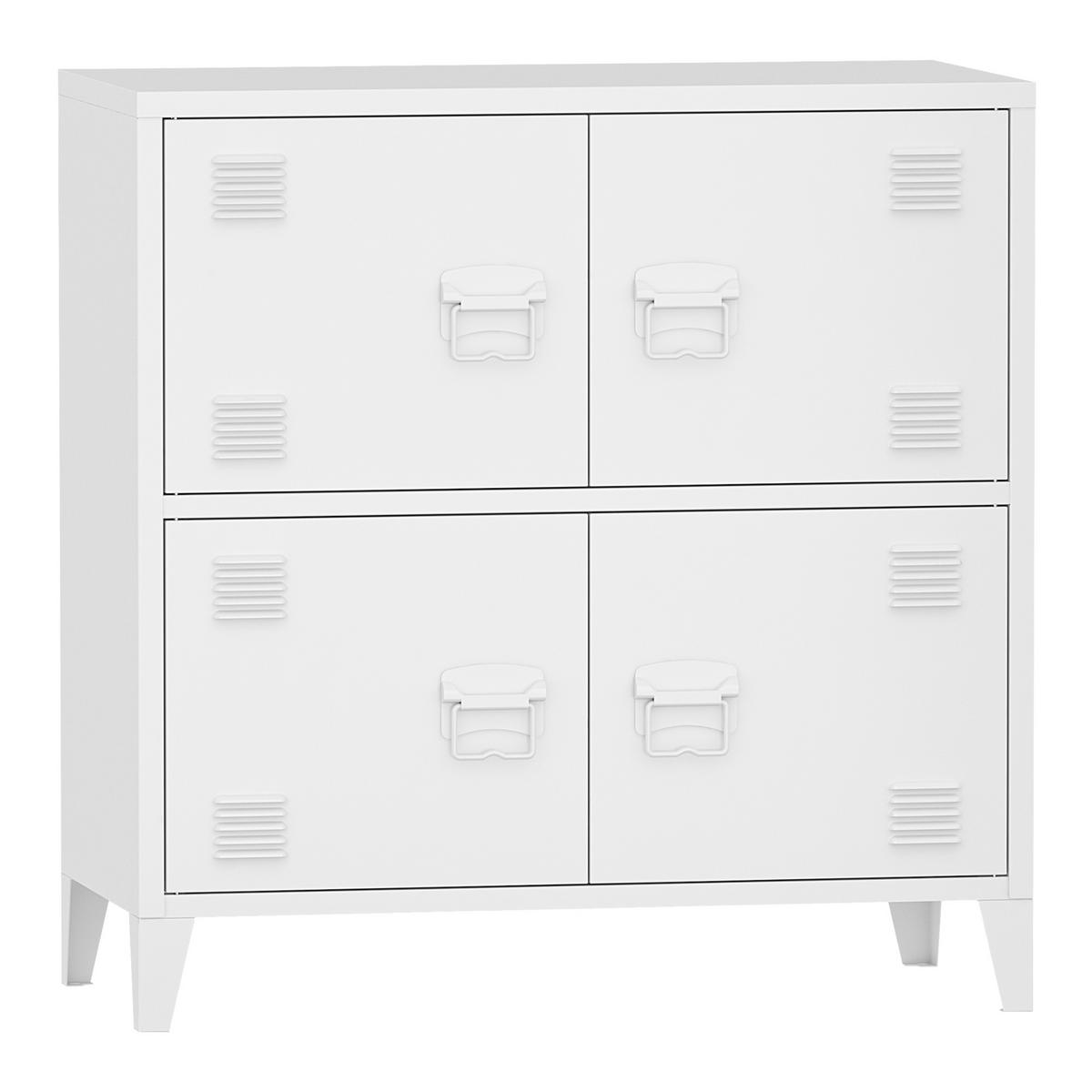 BÜROSCHRANK Hamina - Weiß, Metall (80/82/40cm) - [en.casa]