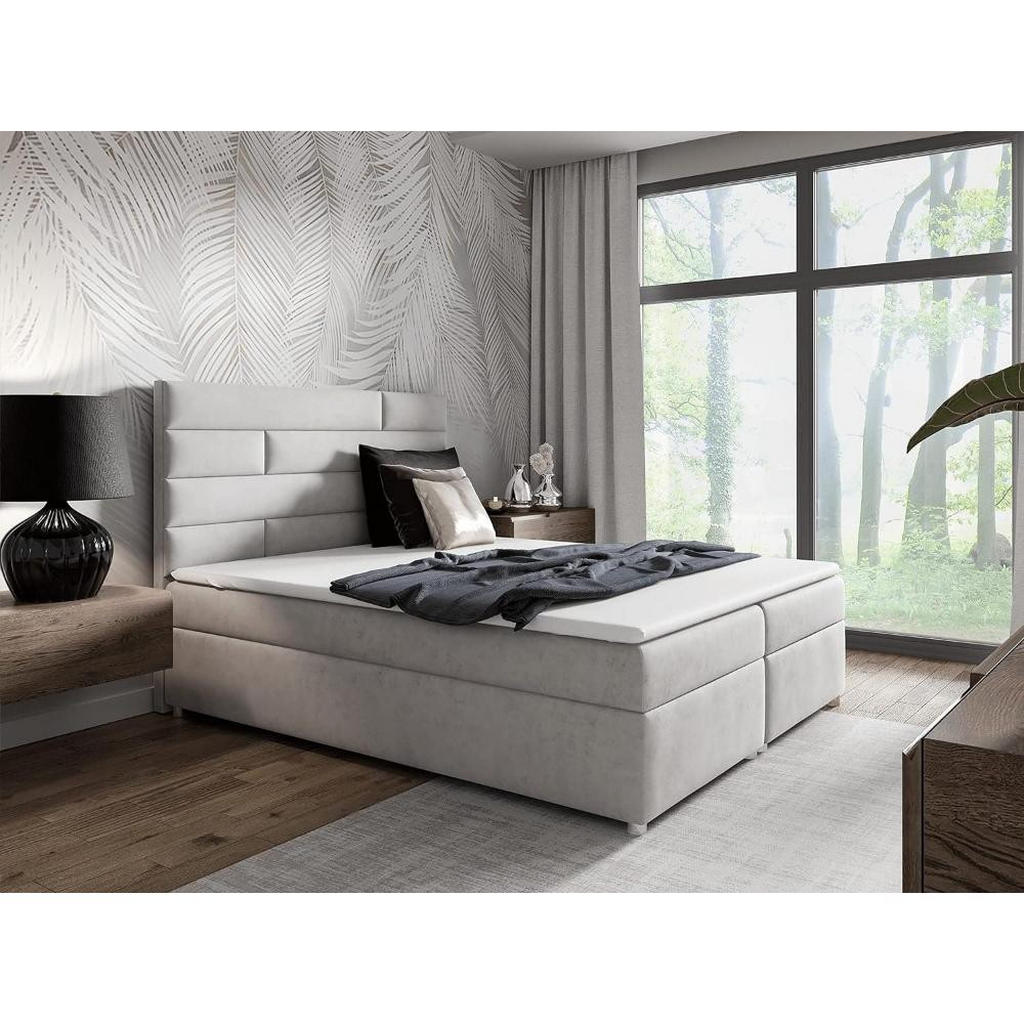 Thumbnail - Best For Home Boxbett, Grau, Textil, Höhe ca. 18 cm, Rechteckig, 140x200 cm, Schlafzimmer, Betten, Boxspringbetten