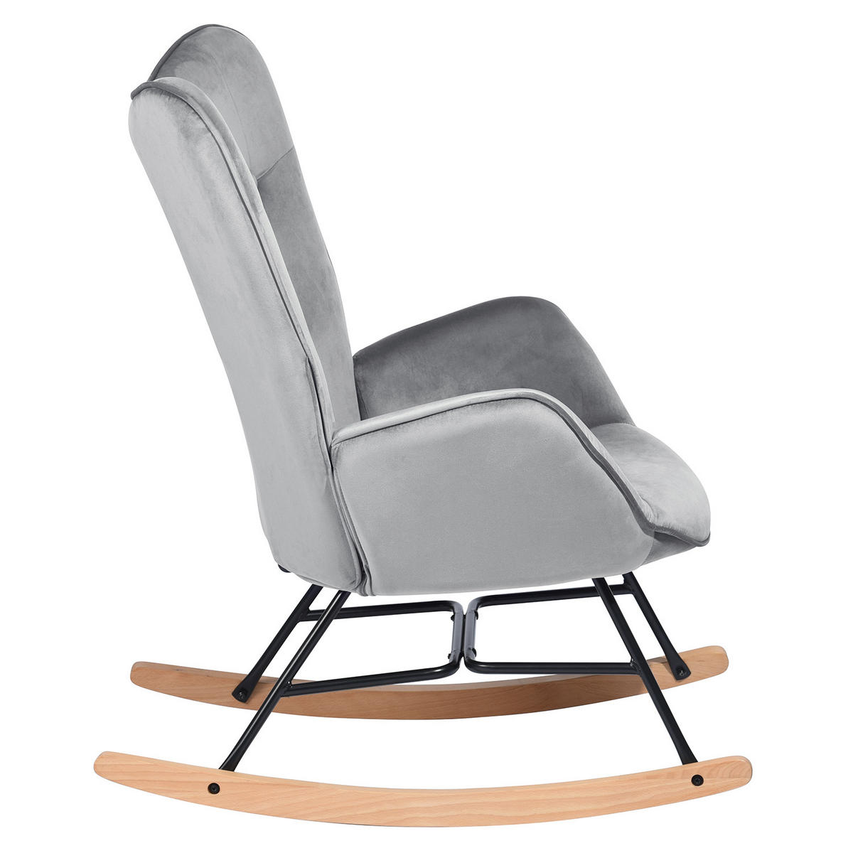 SCHAUKELSESSEL Samt Grau - Eichefarben/Grau, Holz (87/98/68cm) - Urban Meuble