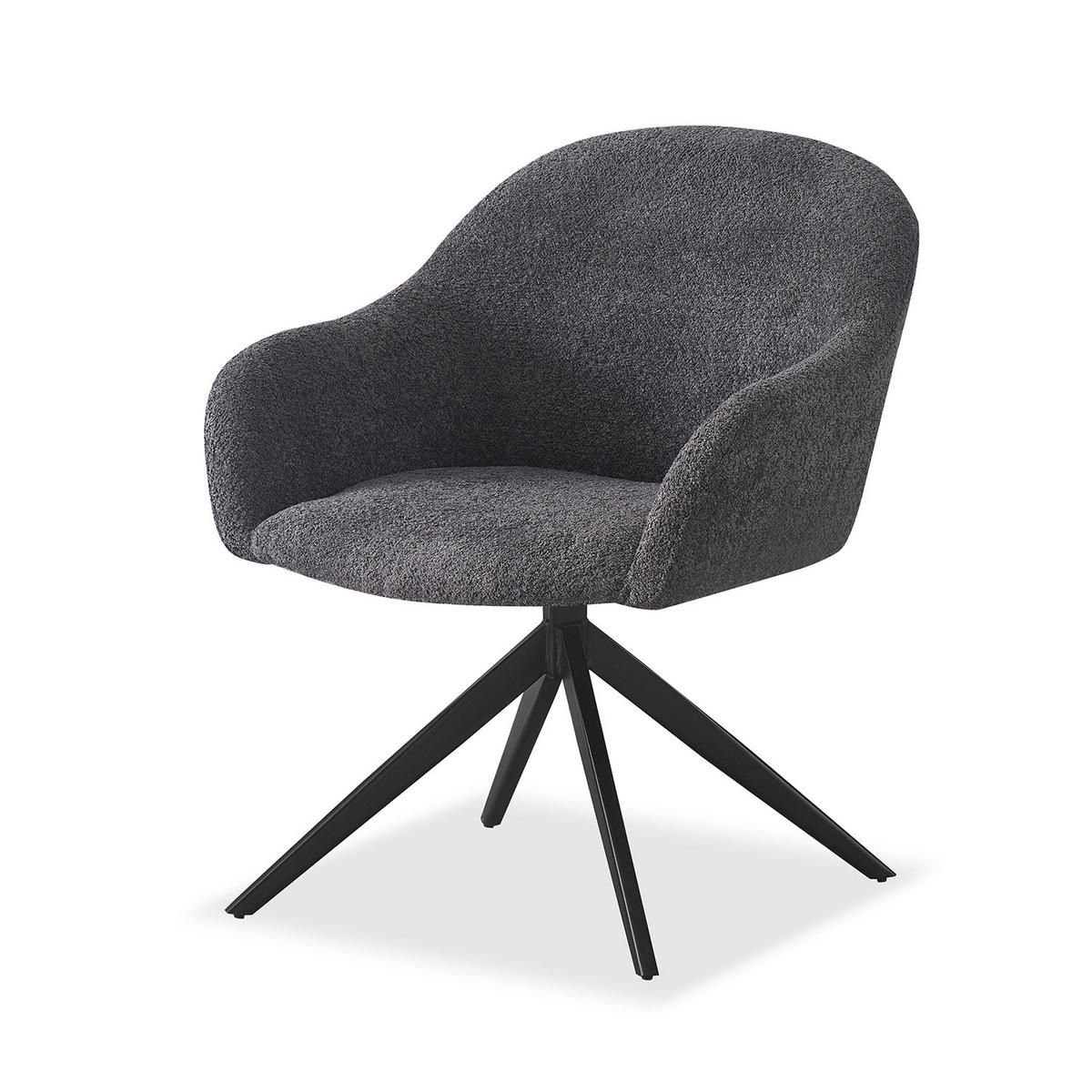 SESSEL LENA Anthrazit - Anthrazit, Leder/Textil (65/80/64cm) - B&D Home