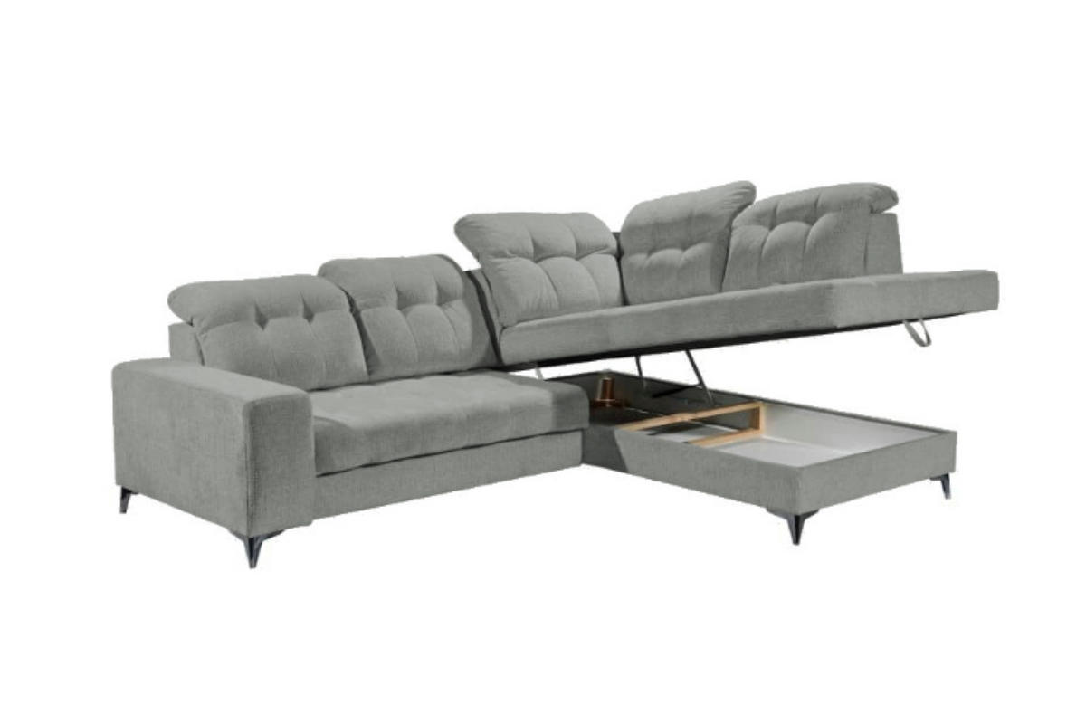ECKSOFA mit elektronischem Sitzvorschub, Bettkasten und USB-Anschluss - Anthrazit/Schwarz, Textil/Metall (220/289cm) - ed exciting design