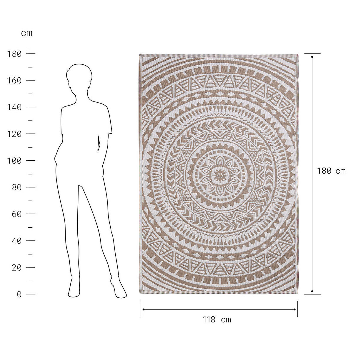 IN-/OUTDOORTEPPICH Colour Clash - Beige, Kunststoff (180/118cm) - Butlers