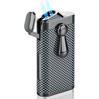 STURMFEUERZEUG Jetflamme Ganzmetall Nachfüllbar 2 Jet-Flammen - Schwarz, Metall (2/4.2/8.2cm)