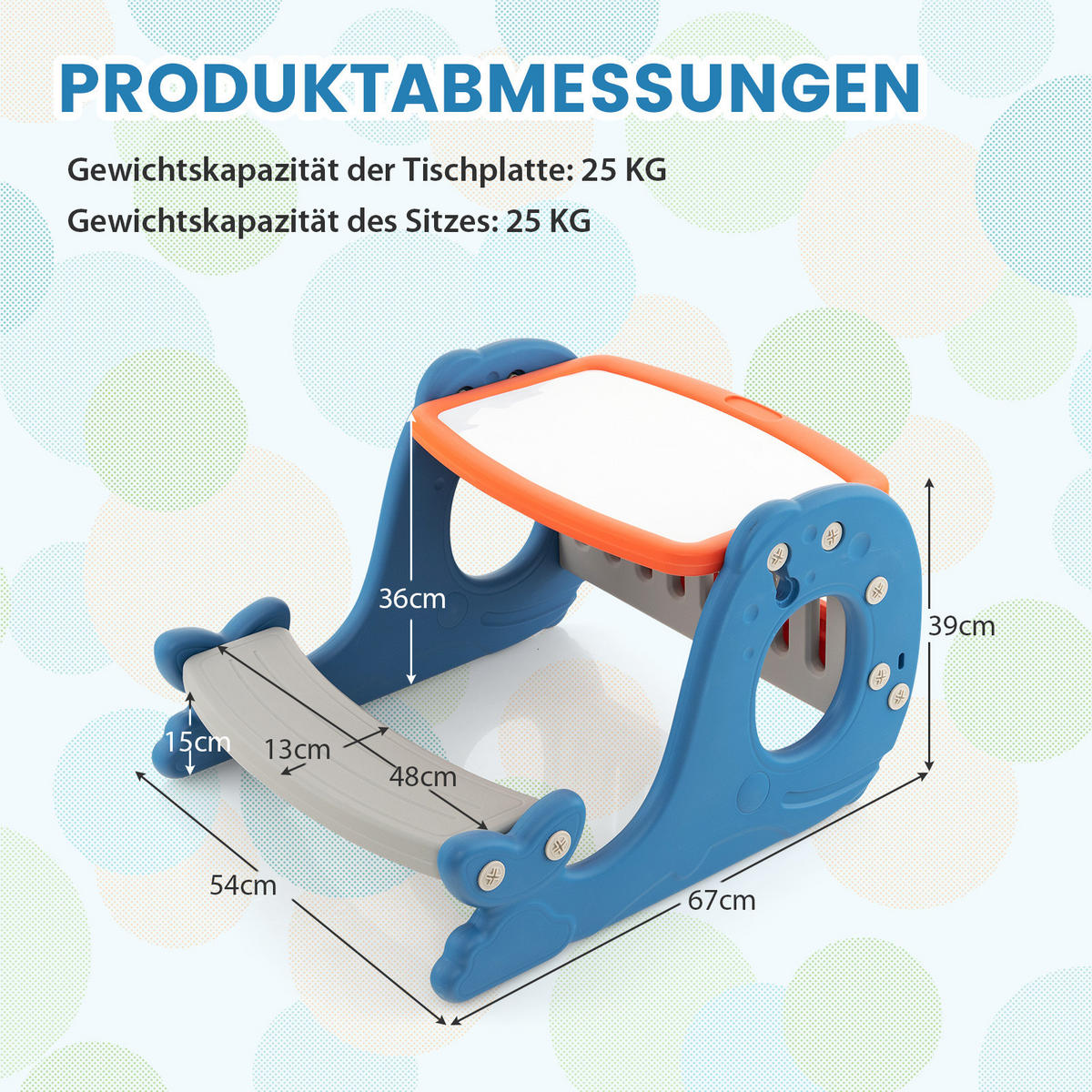 KINDERSTAFFELEI Blau - Blau, Kunststoff (54/39/67cm) - COSTWAY