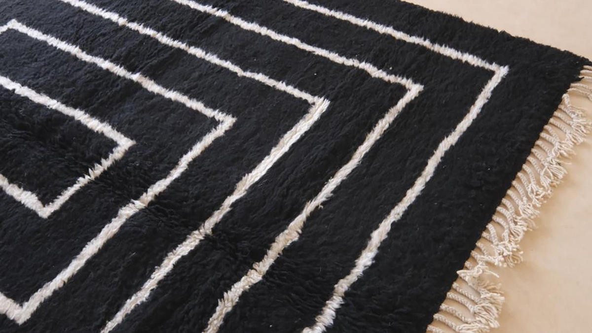 BERBERTEPPICH aus Marokko aus reiner Wolle 200x 300 cm - Schwarz, Naturmaterialien (200/300cm) - AFK Living
