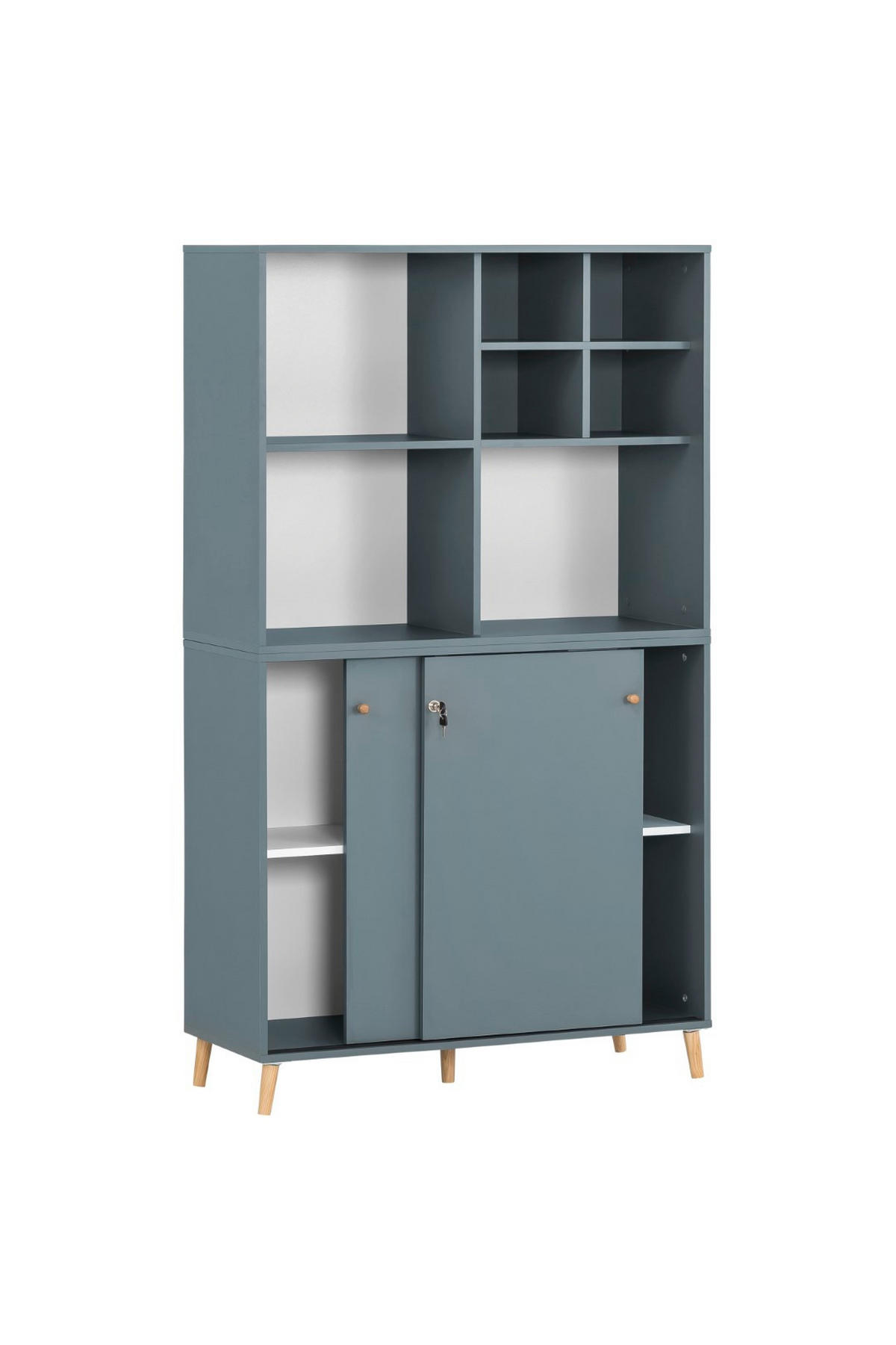 AKTENREGAL Jaguar Set AKTENSCHRANK & REGALKREUZ Breite 100 cm Blau - Blau, Holz (100/168.7/41cm) - PROREGAL