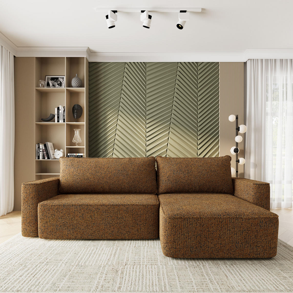 ECKSOFA BELARO BL Braun Chenille mit Schlaffunktion - Braun, Holz/Textil (280/162cm) - MASSENO