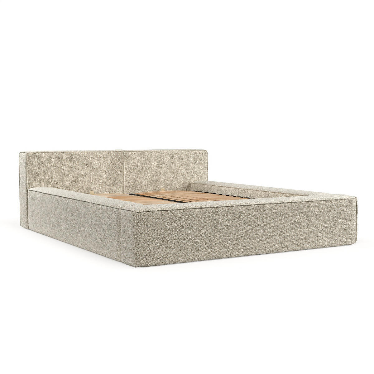 POLSTERBETT Casto mit Stauraum 140/200 cm Hellbeige im Blur Stoff - Beige/Schwarz, Holz/Holzwerkstoff (140/200cm) - AltaBeds