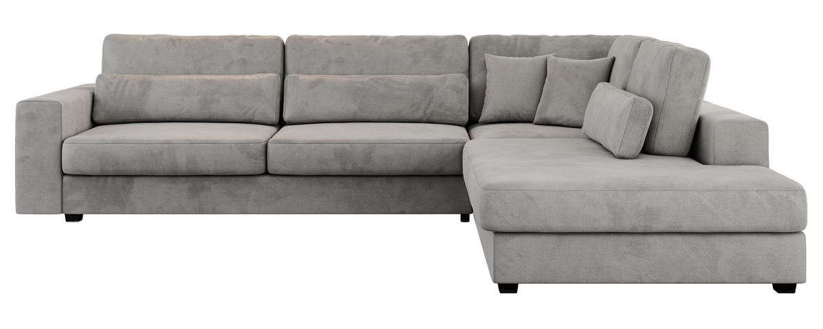 ECKSOFA Savona Hellgrau Velvet - rechts - Hellgrau/Schwarz, Kunststoff/Textil (249/316cm) - MKS