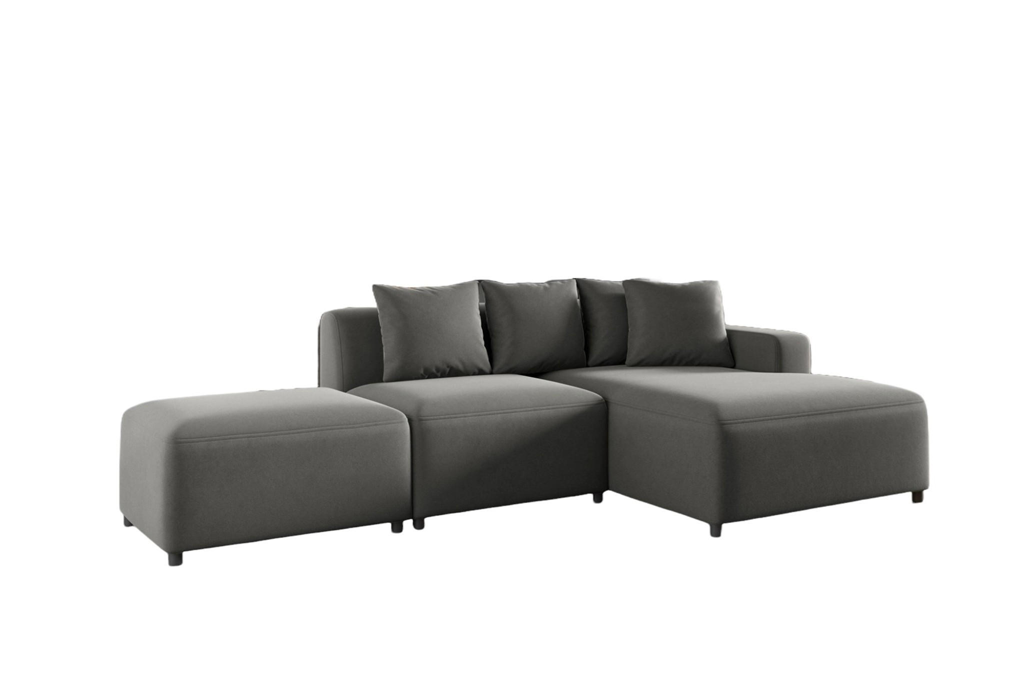 ECKSOFA Megan Xs In Stoff Salvador - Grau, Holzwerkstoff/Textil (304/165cm) - Fun Möbel