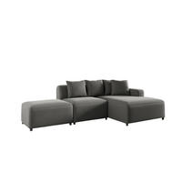 ECKSOFA Megan Xs In Stoff Salvador - Grau, Holzwerkstoff/Textil (304/165cm) - Fun Möbel