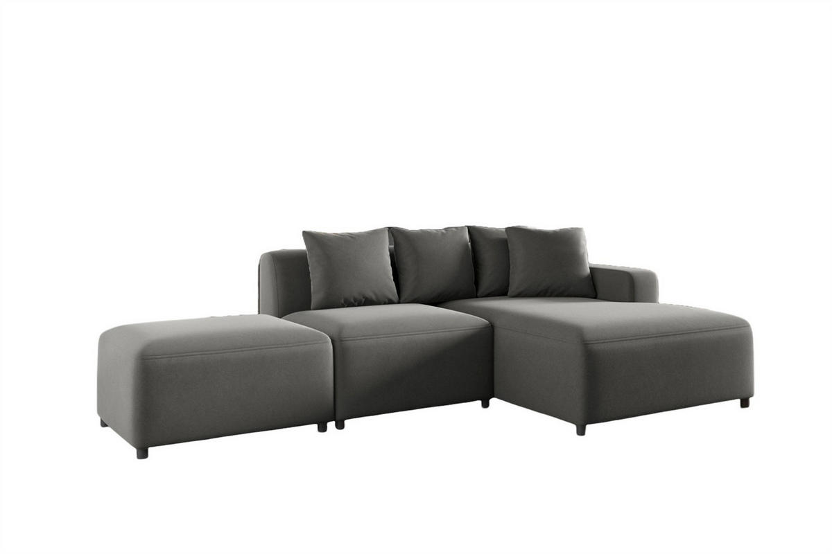 ECKSOFA Megan Xs In Stoff Salvador - Grau, Holzwerkstoff/Textil (304/165cm) - Fun Möbel