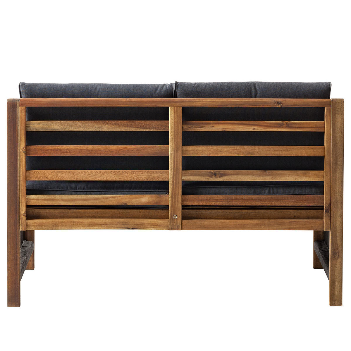 MASSIVE GARTENBANK - Akazie massiv / Polyester - Braun / Grau - - Braun/Grau, Holz/Textil (132/86/66cm) - home24