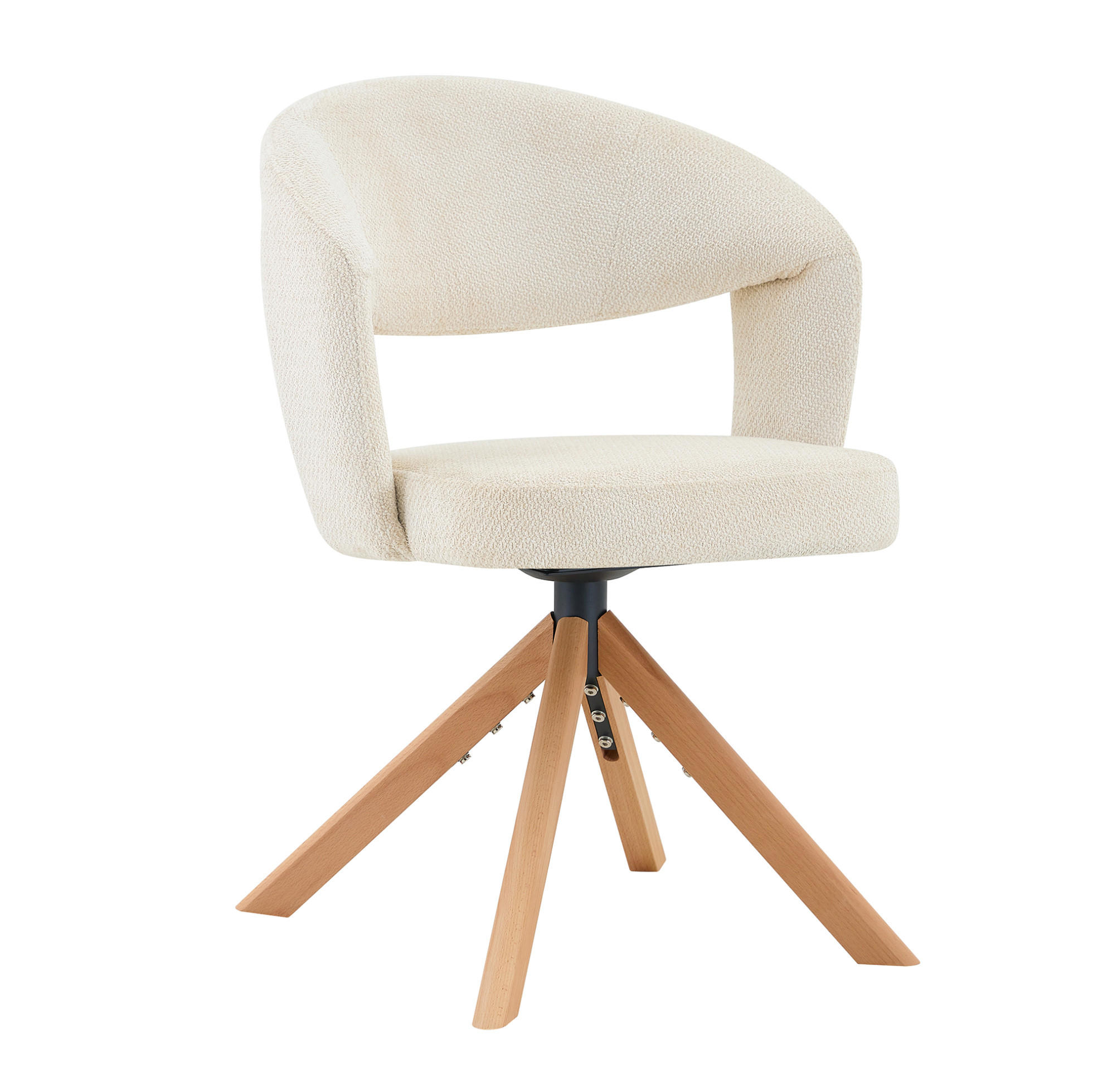 DREHSTUHL 2er-Set 81,5 cm Strukturstoff Weiß Massivholz - Weiß, Holz (47.5/81.5/47cm) - Meubliv