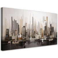 LEINWANDBILD Stadt Panorama Abstraktion 120x60cm - Beige, Textil (120/60cm) - Feeby