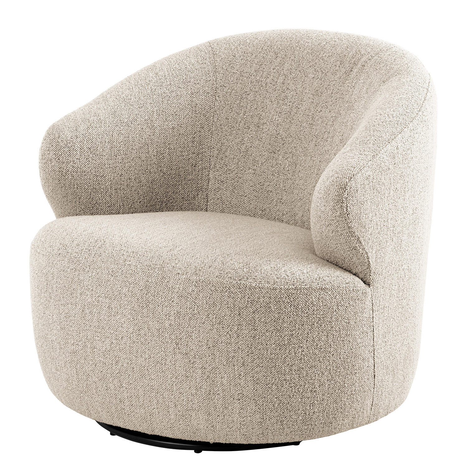 LOUNGESESSEL - Bouclé / Eisen - Beige / Schwarz - Beige/Schwarz, Holzwerkstoff/Textil (80/77/80cm) - home24
