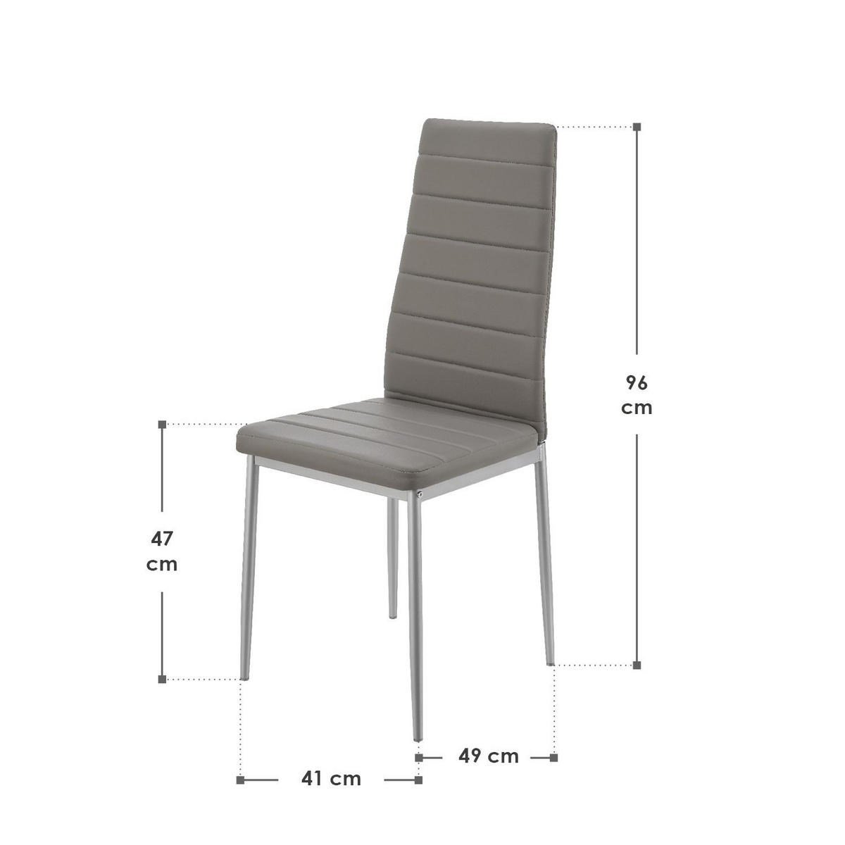 ESSZIMMERSTUHL Loja 4er-Set grau - Grau, Metall (41/96/49cm) - Juskys