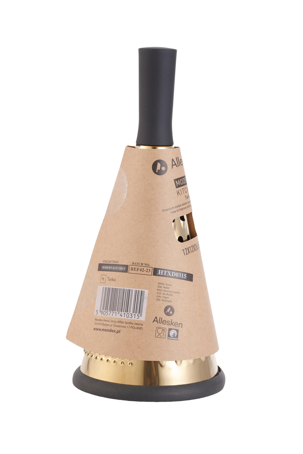 KÜCHENREIBE Modern Kitchen Gold Schwarz 12/12/27.5 cm Metall - Goldfarben/Schwarz, Metall (12/27.5/12cm) - Mondex