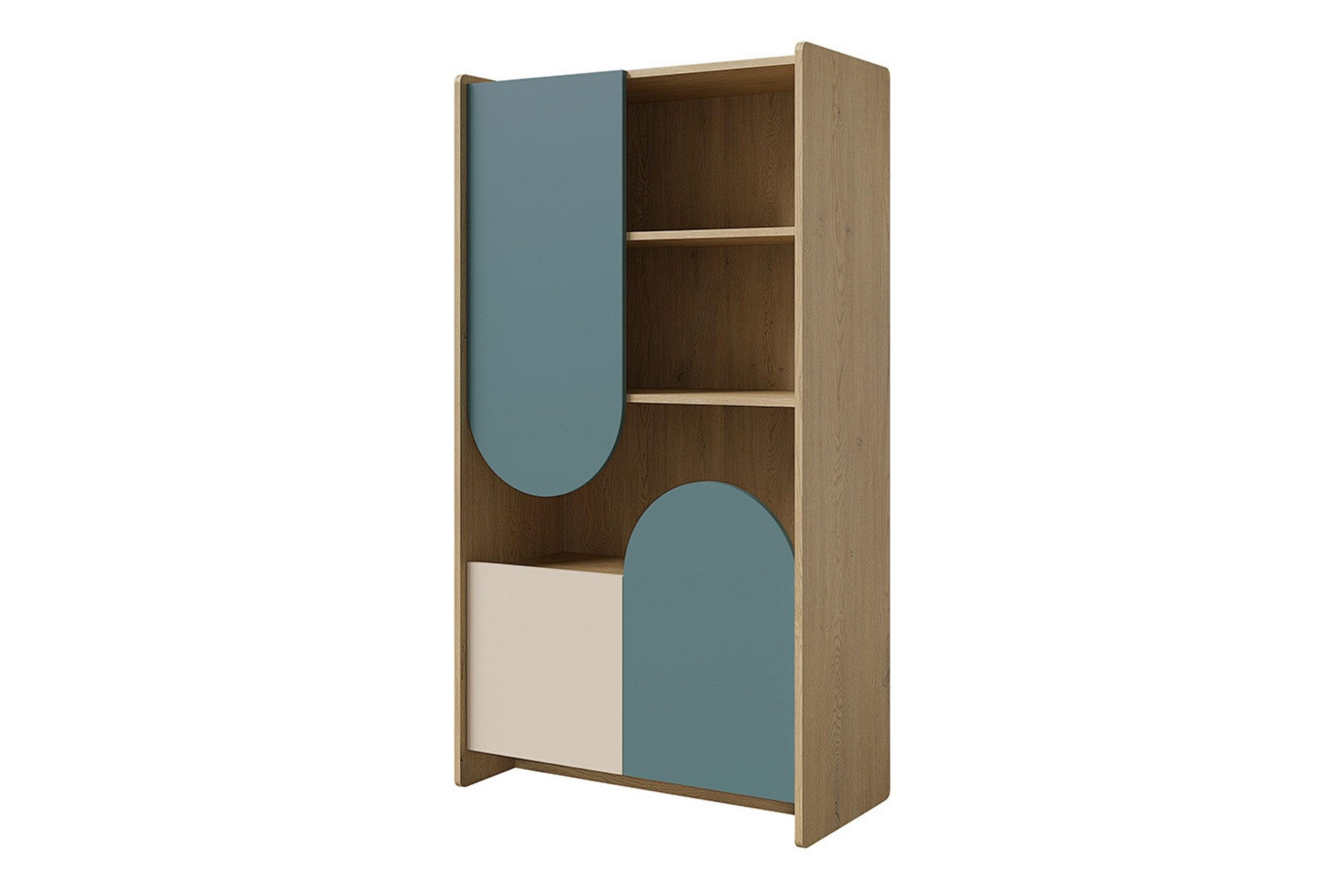 KINDERREGAL LEXO 07 83/151/40 cm in Eiche Cremona/Macadamia/Meeresblau - Blau/Eichefarben, Holzwerkstoff (83/151/40cm) - Deine Möbel 24