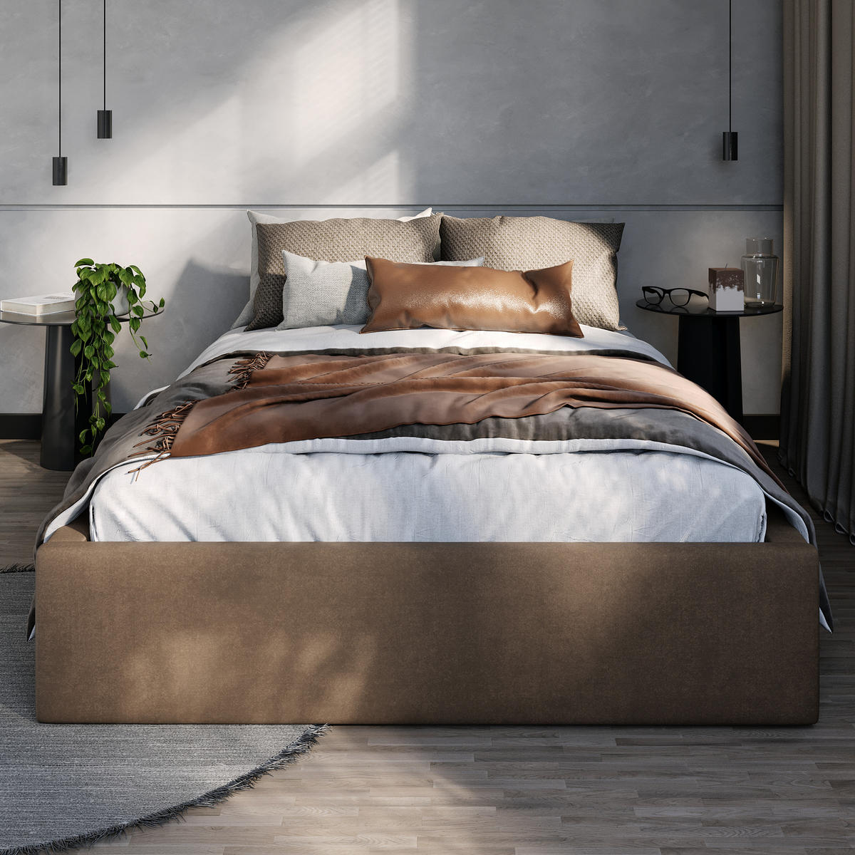 POLSTERBETT 120x200cm Bett mit Stauraum Lattenrost Braun - Braun, Holz/Holzwerkstoff (120/200cm) - Muralo