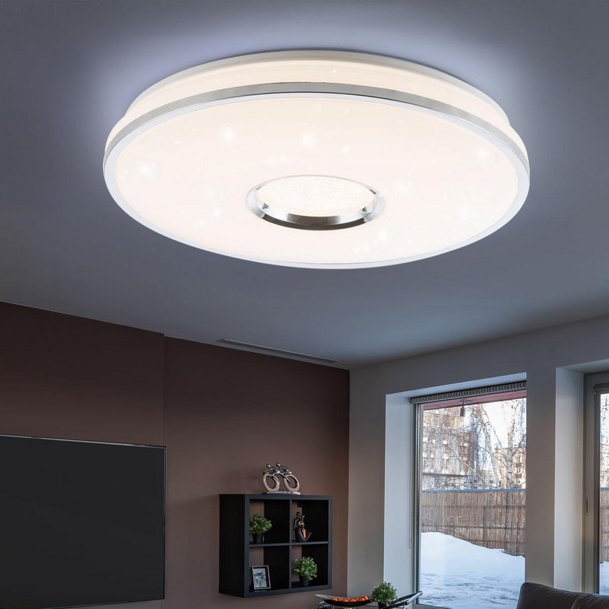 LED DECKENLEUCHTE Metall Weiß Chrom - Weiß, Kunststoff/Metall (49/49/7.8cm) - Globo Lighting