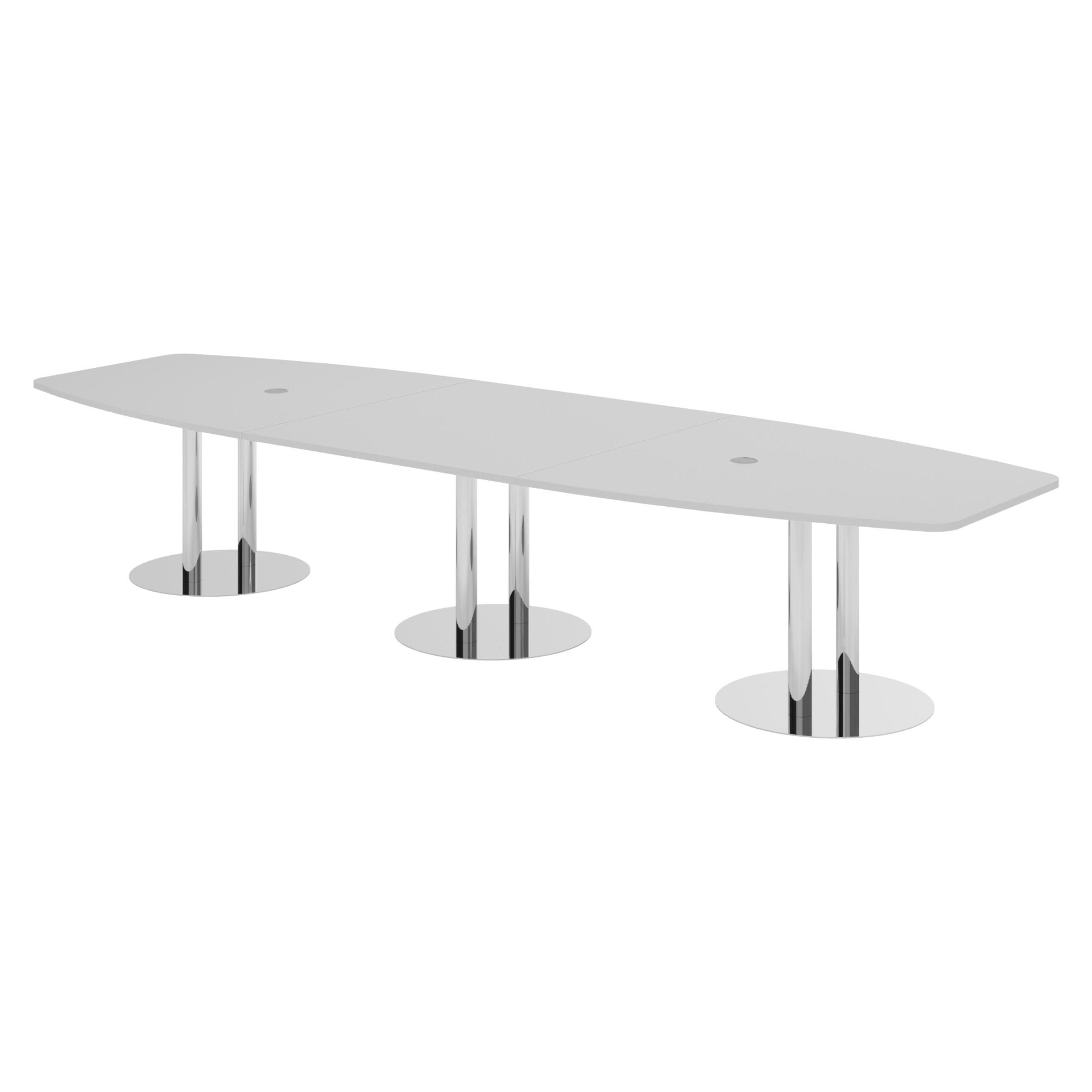 KONFERENZTISCH groß KT40 130/400/74 cm in Grau/Chromsäulen - Chromfarben/Grau, Holzwerkstoff (130/400/74cm) - bümö