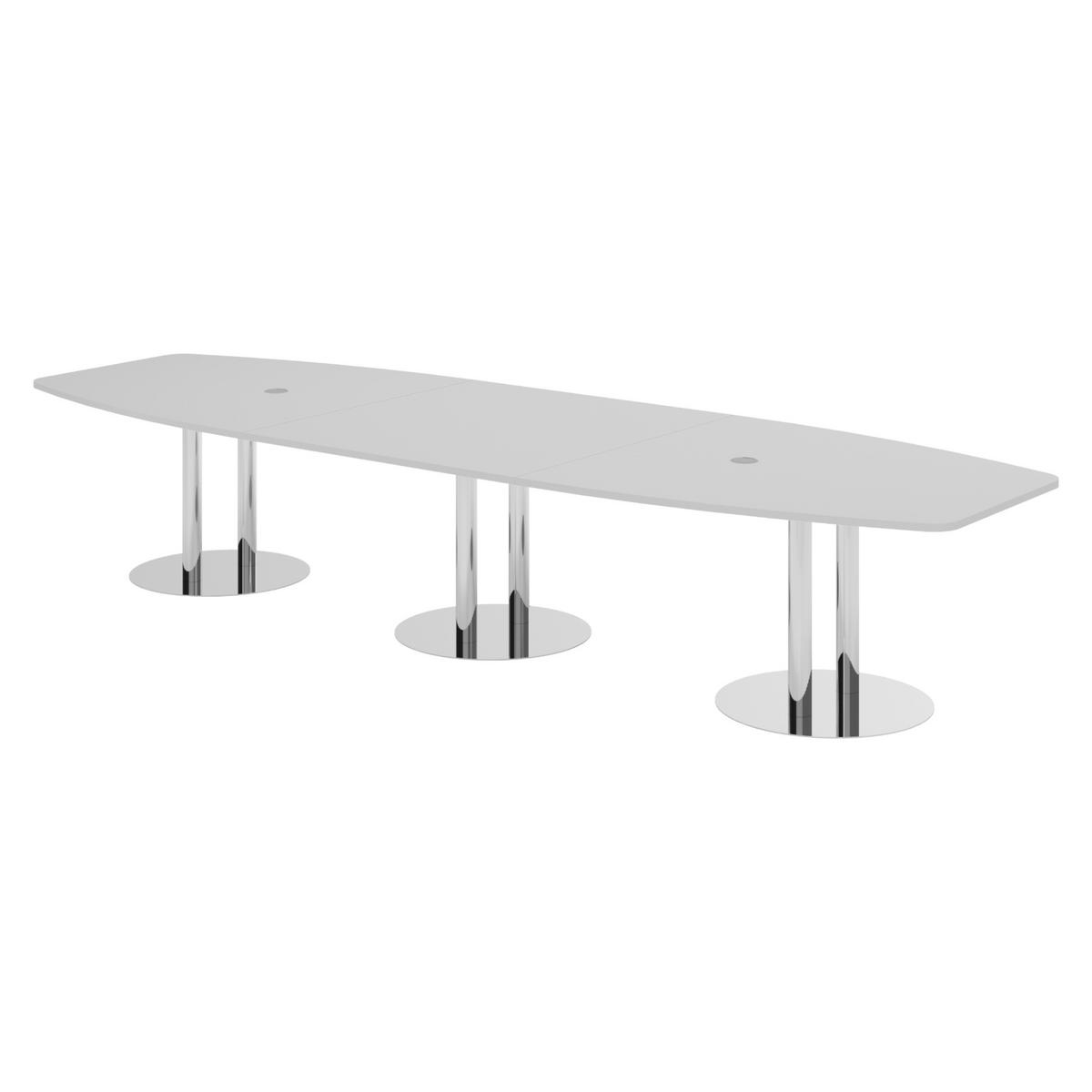 KONFERENZTISCH groß KT40 130/400/74 cm in Grau/Chromsäulen - Chromfarben/Grau, Holzwerkstoff (130/400/74cm) - bümö