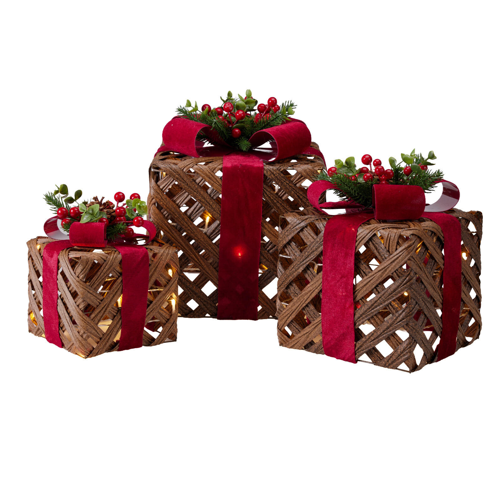 WEIHNACHTSDEKORATION 3er-Set - Braun, Metall (25/30/25cm) - Home Styling Collection