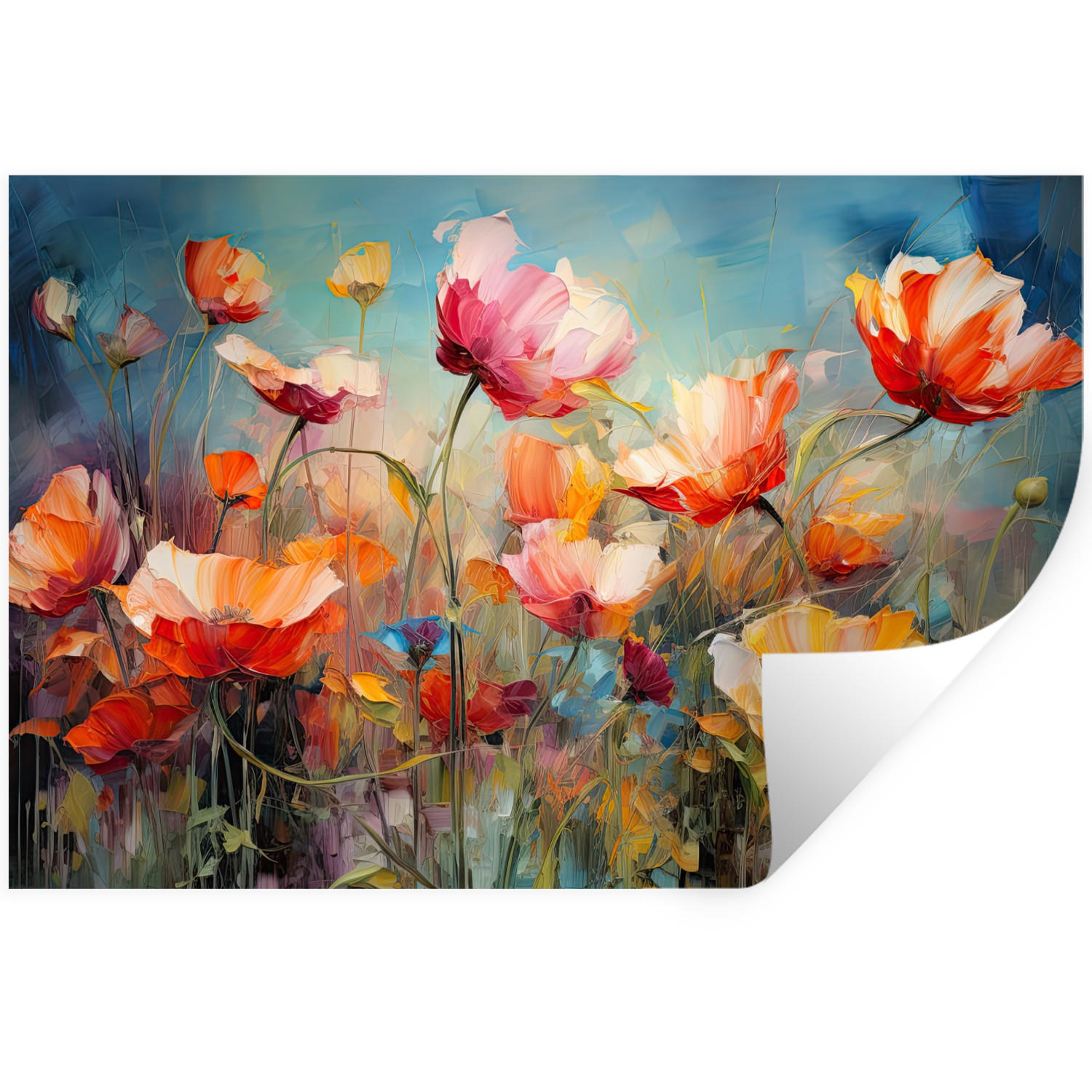 WANDTATTOO Blumen - Aquarell - Kunst - Botanisch - Natur 120x80 cm - Orange, Kunststoff (120/80/0.1cm) - MuchoWow
