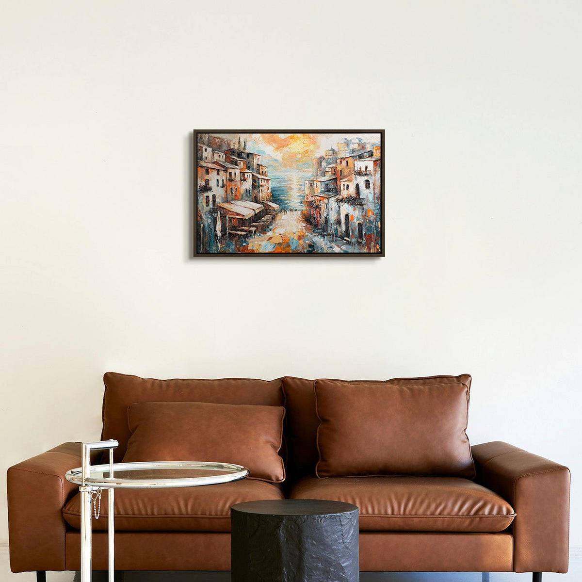 GEMÄLDE Stadt am Meer Schattenfugenrahmen Grau 60x40 cm - Grau, Holz (60/40cm) - YS-art gallery